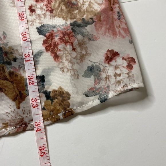 Floral Off-Shoulder Smocked Midi Dress With Sheer Sleeves Size M - Picture 9 of 10